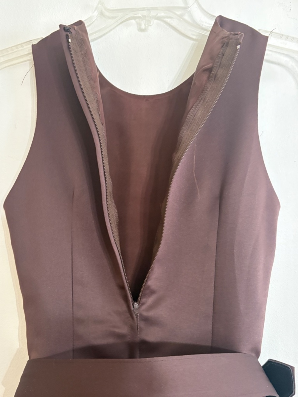 1990s JIM HJELM OCCASIONS Formal Brown Satin Tea-length Dress - Size 6 - Picture 14 of 15